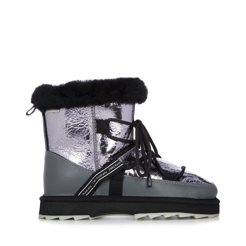 Emu Blurred Mirror Stiefel Damen Dunkelsilber | 96DKUGYQE