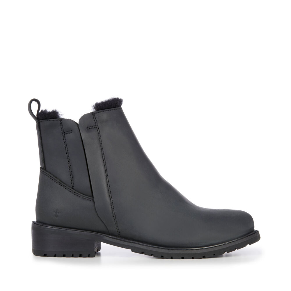 Emu Pioneer Leder Stiefel Damen Schwarz | 04VQDOFIM