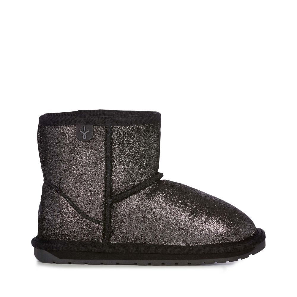 Emu Wallaby Mini Metallic Stiefel Kinder Schwarz | 51RXAIHCY