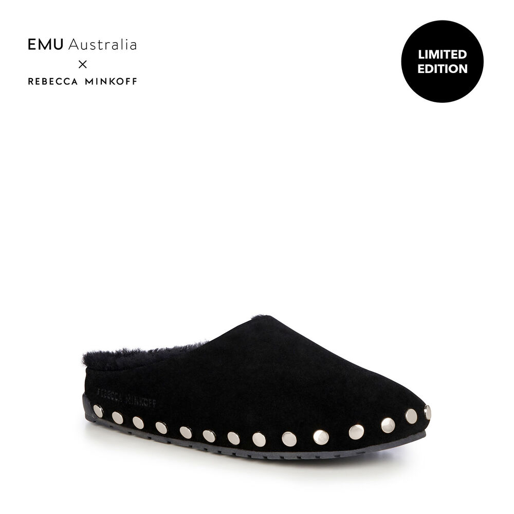 Emu Monch Stud Hausschuhe Damen Schwarz | 72IMYBPOF