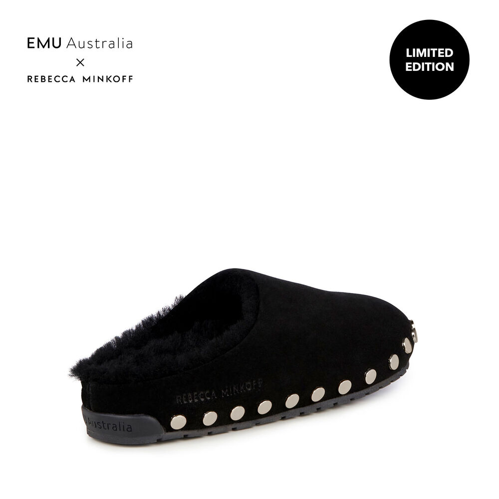 Emu Monch Stud Hausschuhe Damen Schwarz | 72IMYBPOF