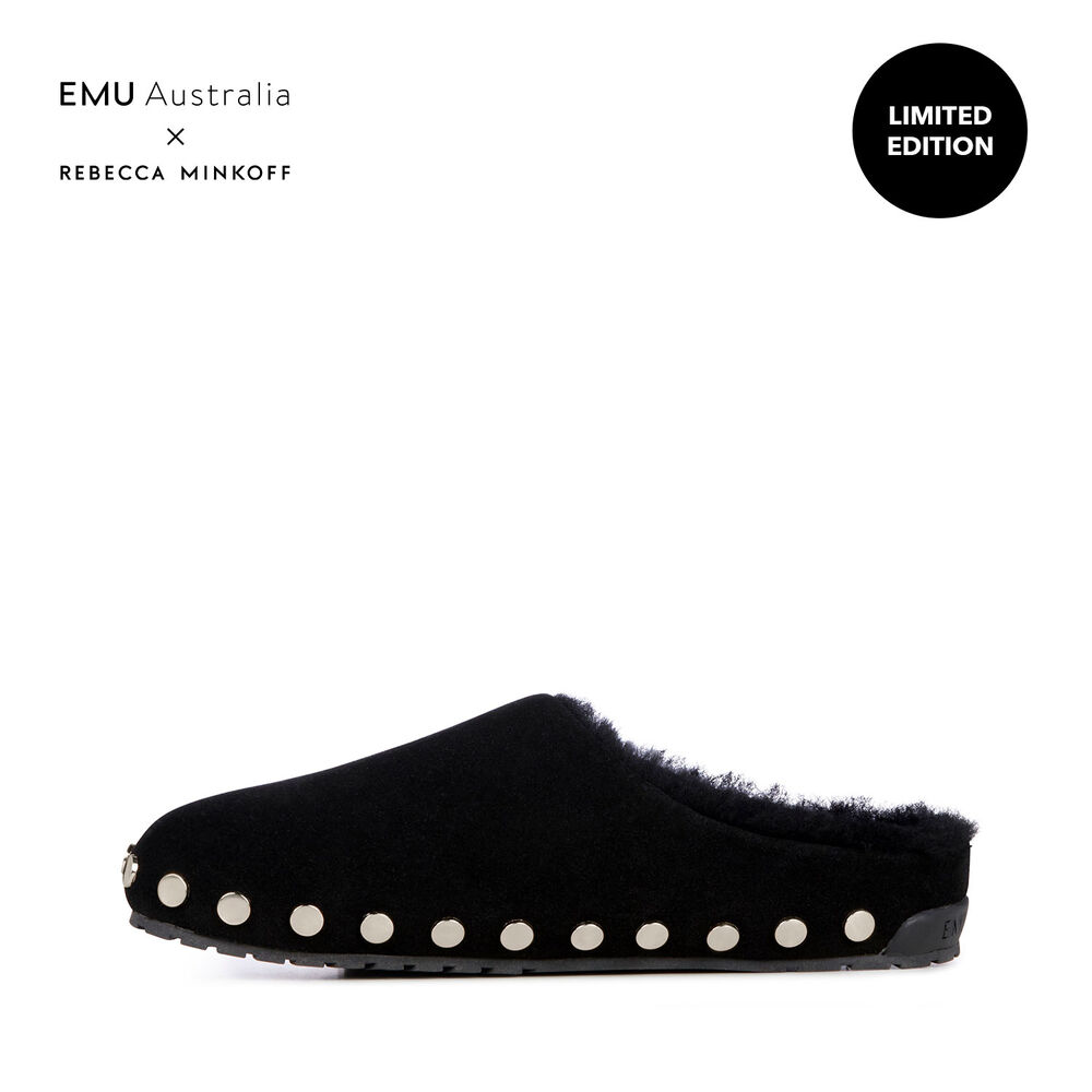 Emu Monch Stud Hausschuhe Damen Schwarz | 72IMYBPOF