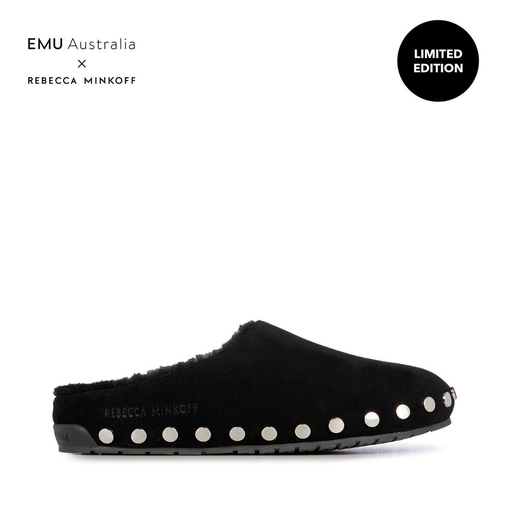 Emu Monch Stud Hausschuhe Damen Schwarz | 72IMYBPOF